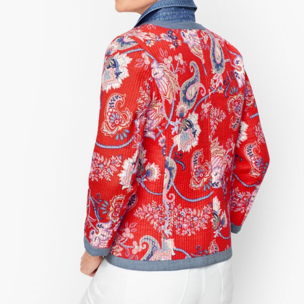 TALBOTS MIXED PATTERN QUILTED FLORAL JACKET SIZE XS NWOT - Picture 4 of 13